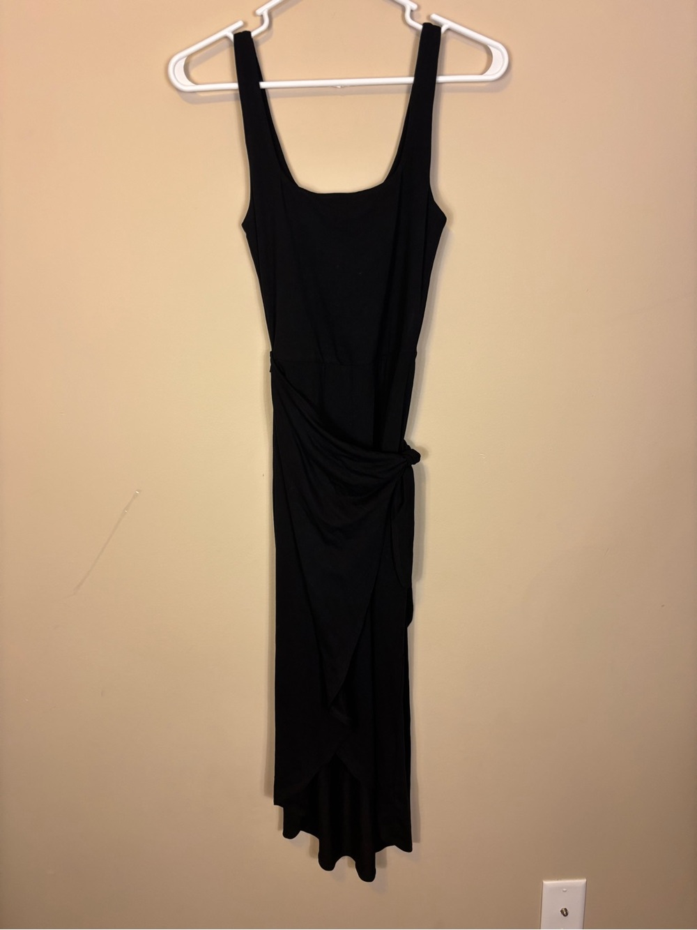 New Steve Madden Black Square Neckline Sleeveless Midi Wrap Dress XS